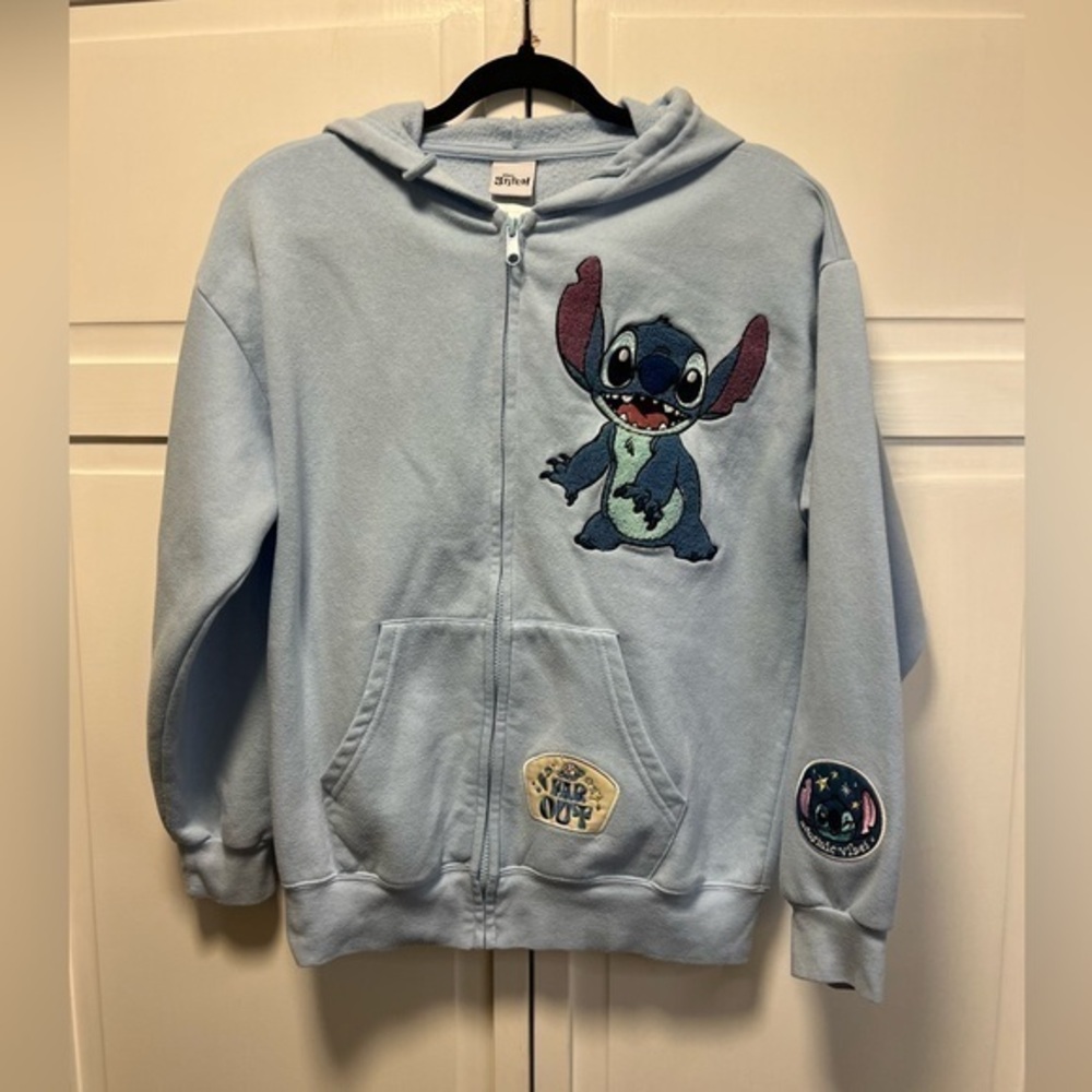 Disney Stitch Full Zip Brushed Fleece Sweatshirt With Hoodie Size Women’s Small